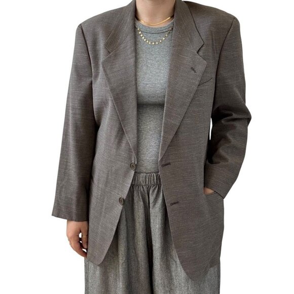 Vintage Georgio Armani Wool Linen Flax Blend Oversized Unisex Gray Blazer 38R - Picture 3 of 9